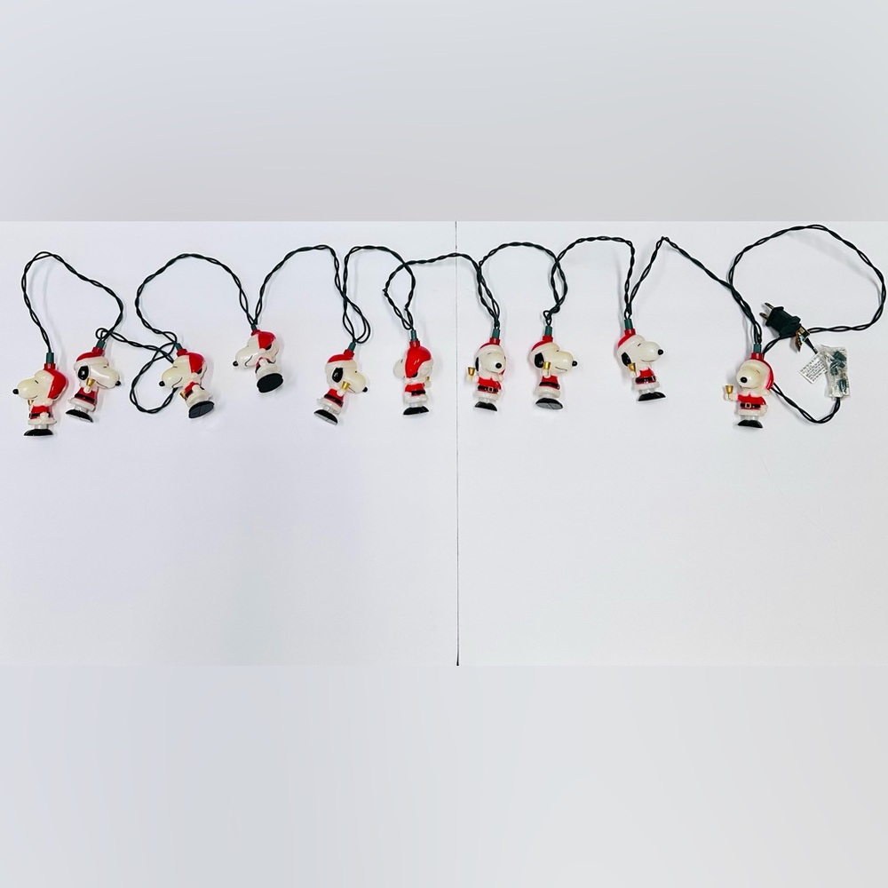 Peanuts Snoopy Santa Suit Bells Christmas 10 String Light Set Unbranded *READ*